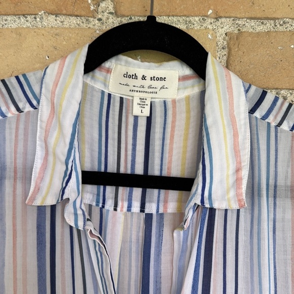 Anthropologie Cloth & Stone Striped Button-Up Shirt - Picture 2 of 4